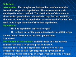 Nonparametric and Distribution- Free Statistics _contd