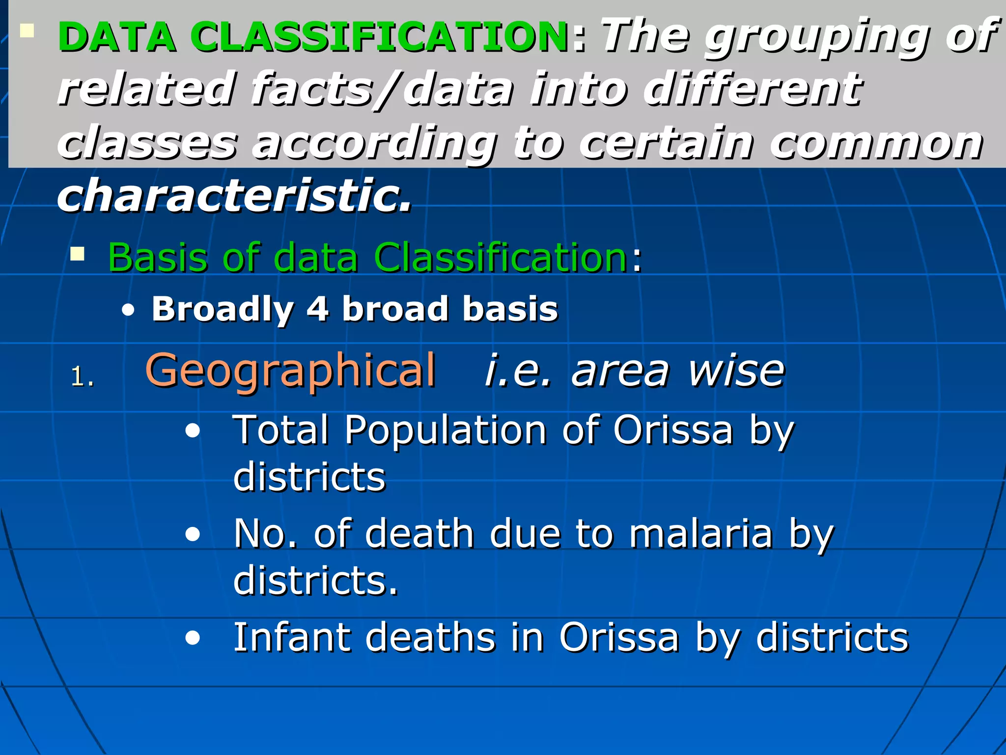 Classification & tabulation of data | PPT