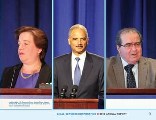 8 LEGAL SERVICES CORPORATION n 2014 ANNUAL REPORT
LSC Marks
40th Anniversary
with Public
Events,
Fundraising
Campaign
Vice President Joe Biden
 