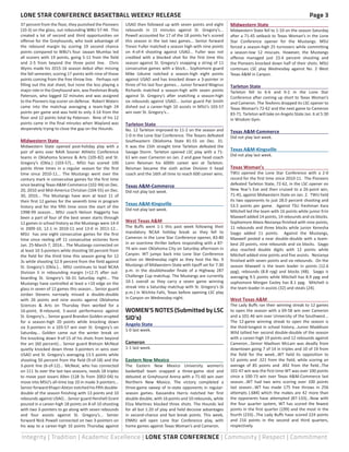 LONE STAR CONFERENCE BASKETBALL WEEKLY RELEASE	 Page 3
Integrity | Tradition | Academic Excellence | LONE STAR CONFERENCE ...