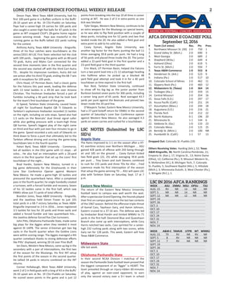 LONE STAR CONFERENCE FOOTBALL WEEKLY RELEASE	 2
	 Devon Paye, West Texas A&M University, had his
first 100-yard game in a ...