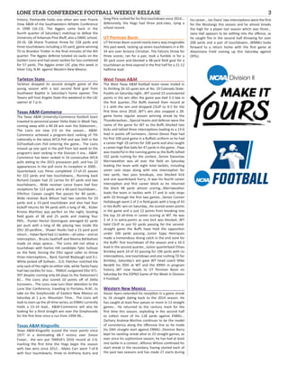 LONE STAR CONFERENCE FOOTBALL WEEKLY RELEASE	 3
history; Panhandle holds one other win over Prairie
View A&M of the Southw...
