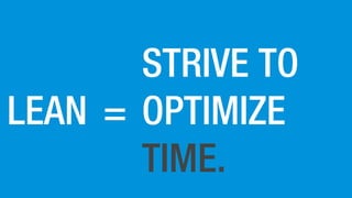 LEAN =
STRIVE TO
OPTIMIZE
TIME.