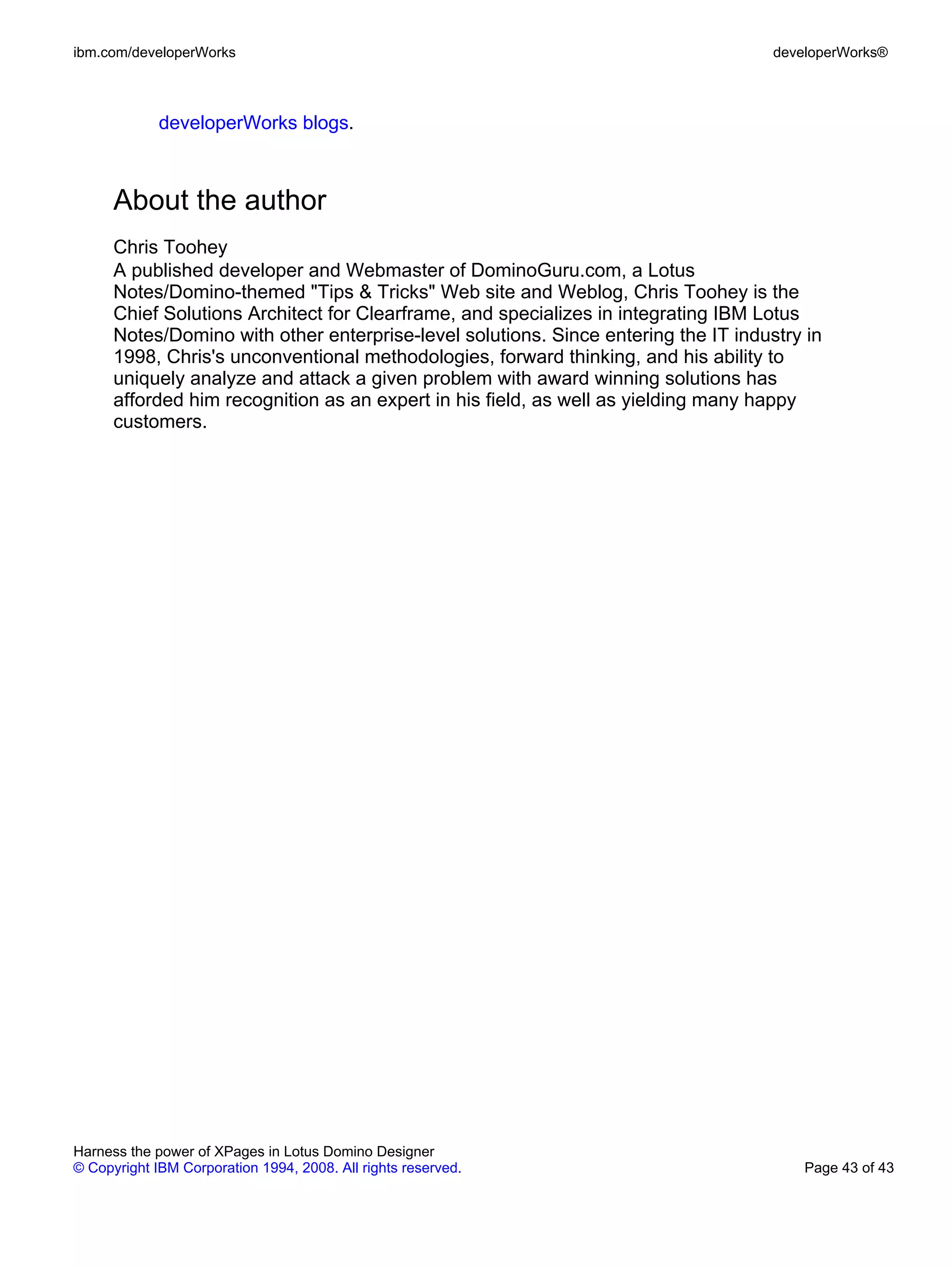 Harness the power of XPages in Lotus Domino