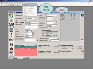 Backup function, Online User Manual etc Click to continue 