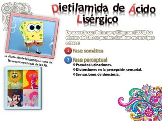 1
2
Pseudoalucinaciones.
Distorciones en la percepción sensorial.
Sensaciones de sinestesia.

 