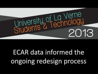 ECAR data informed the
ongoing redesign process
 