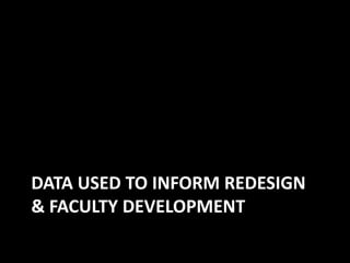 DATA USED TO INFORM REDESIGN
& FACULTY DEVELOPMENT
 