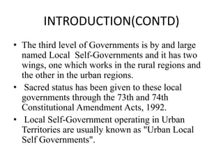 ANALYSIS OF URBAN LOCAL SELF GOVERNMENT IN INDIA | PPTX
