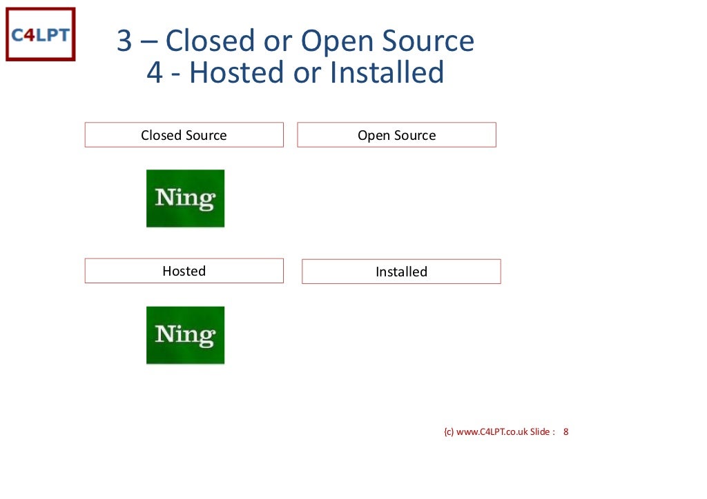 3 Closed or Open Source 4 ‐ Hosted or Installed Closed Source
