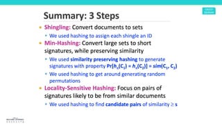 Locality sensitive hashing