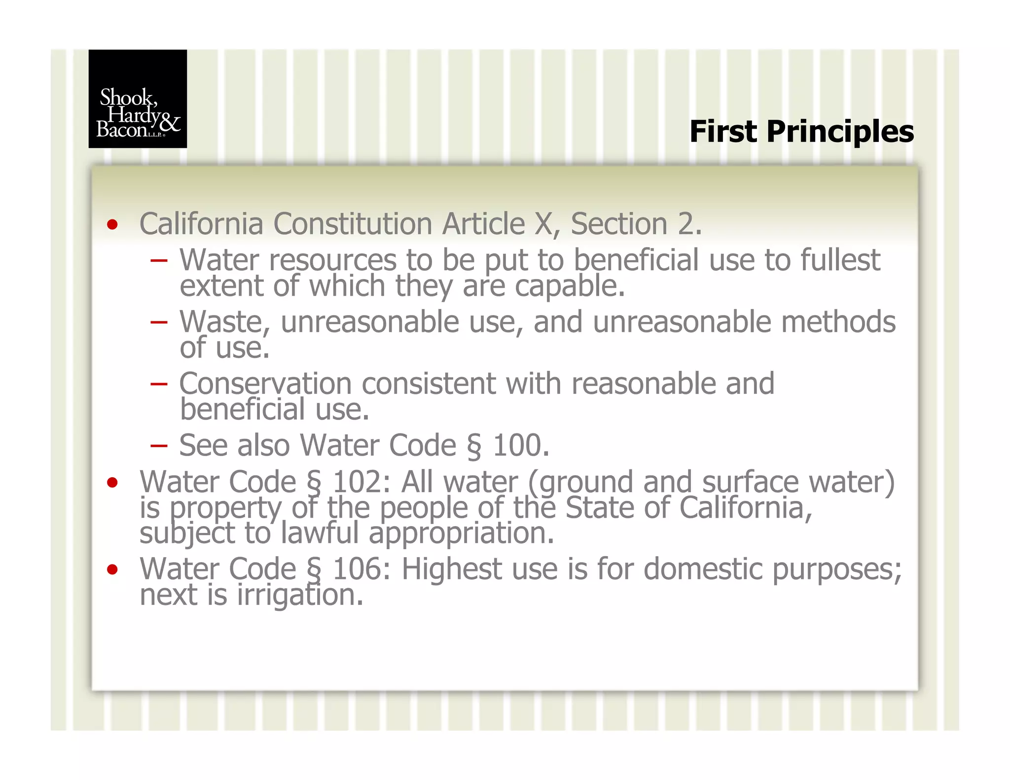 Overview of California Water Law and Regulation | PDF