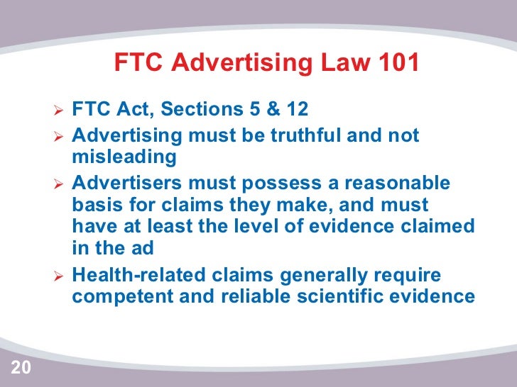 Lsi ftc enforcement of healthrelated claims in advertising