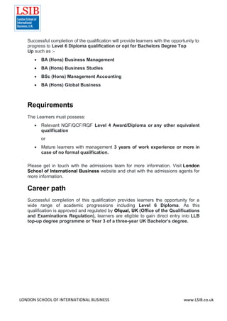 Level 5 Extended Diploma in Business and Management | PDF