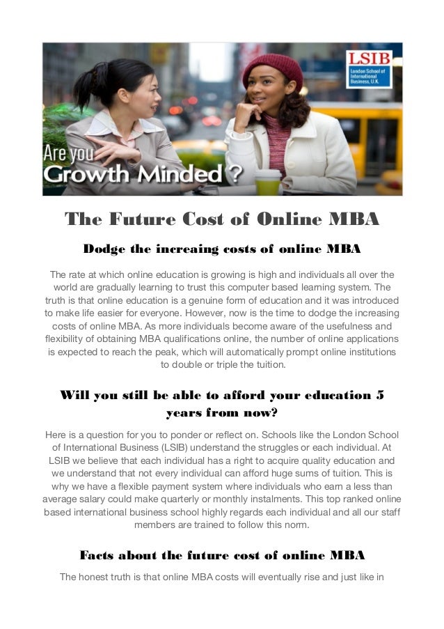 The Future Cost of Online MBA