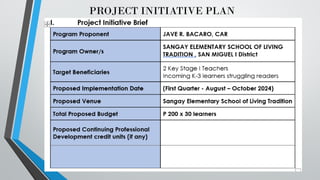 PROJECT INITIATIVE PLAN
 