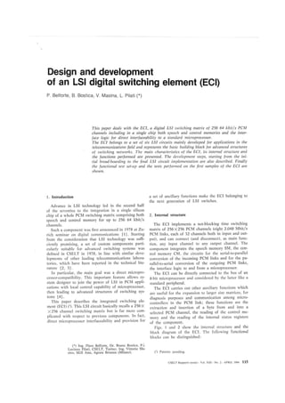 LSI Switching Element (Cselt 1984)