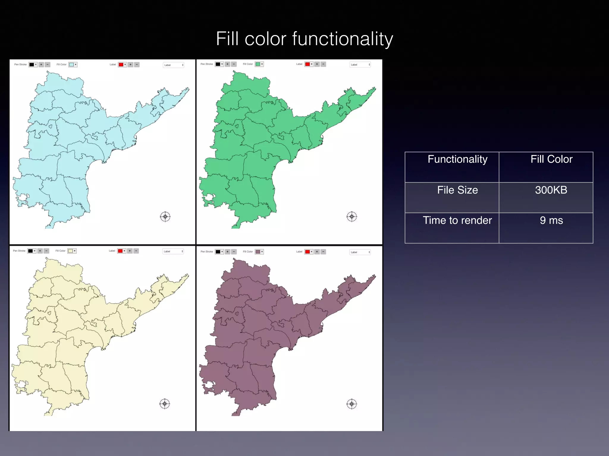 Functionality Fill Color
File Size 300KB
Time to render 9 ms
Fill color functionality
 