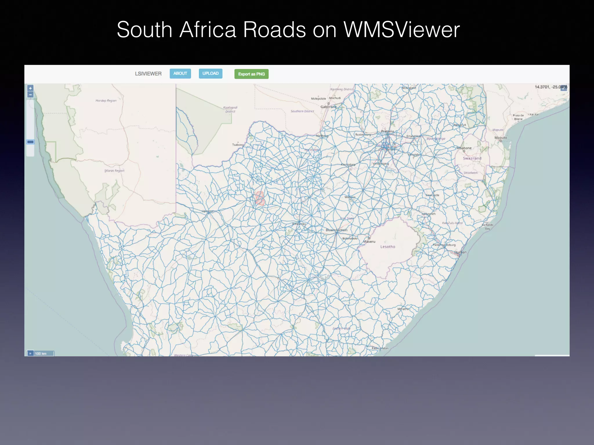 South Africa Roads on WMSViewer
 