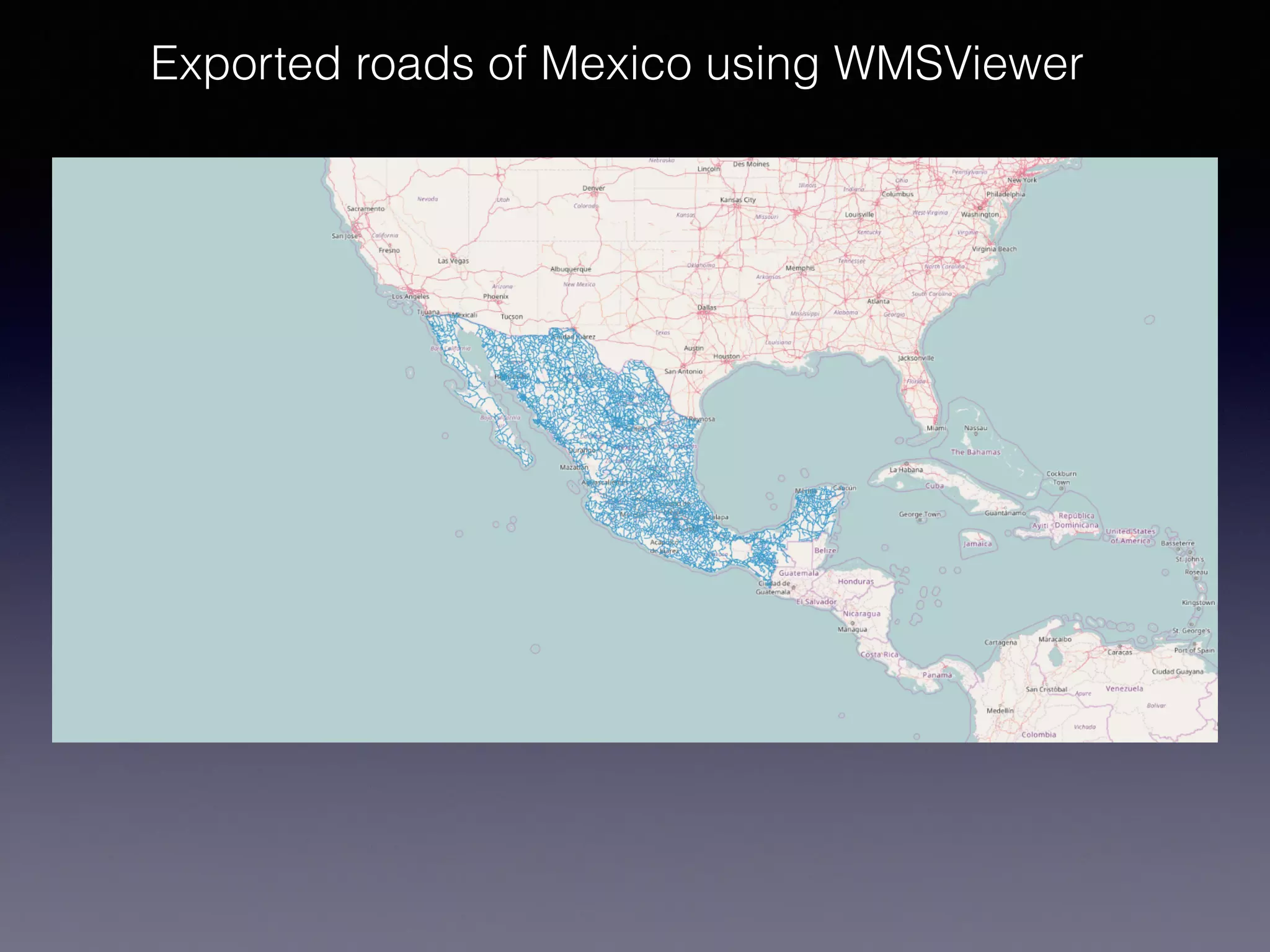 Exported roads of Mexico using WMSViewer
 