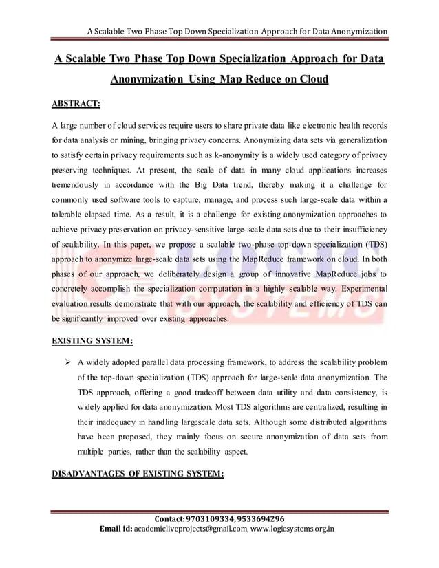 a scalable two phase top down specialization approach for data ...