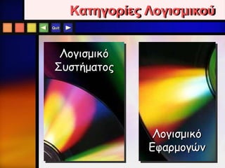 Quit
Κατηγορίες Λογισμικού
Λογισμικό
Συστήματος
Λογισμικό
Εφαρμογών
 