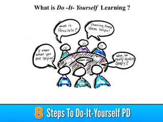 Learners who collaborate online; learners who use
social media to connect with others around the globe;
learners who engage in conversations in safe online
spaces; learners who bring what they learn online
back to their organizations, schools, and families.
They are DIY, self-directed learners.
What are connected learners?
 