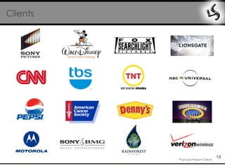 Clients




                                      19
          *Past and Present Clients
 