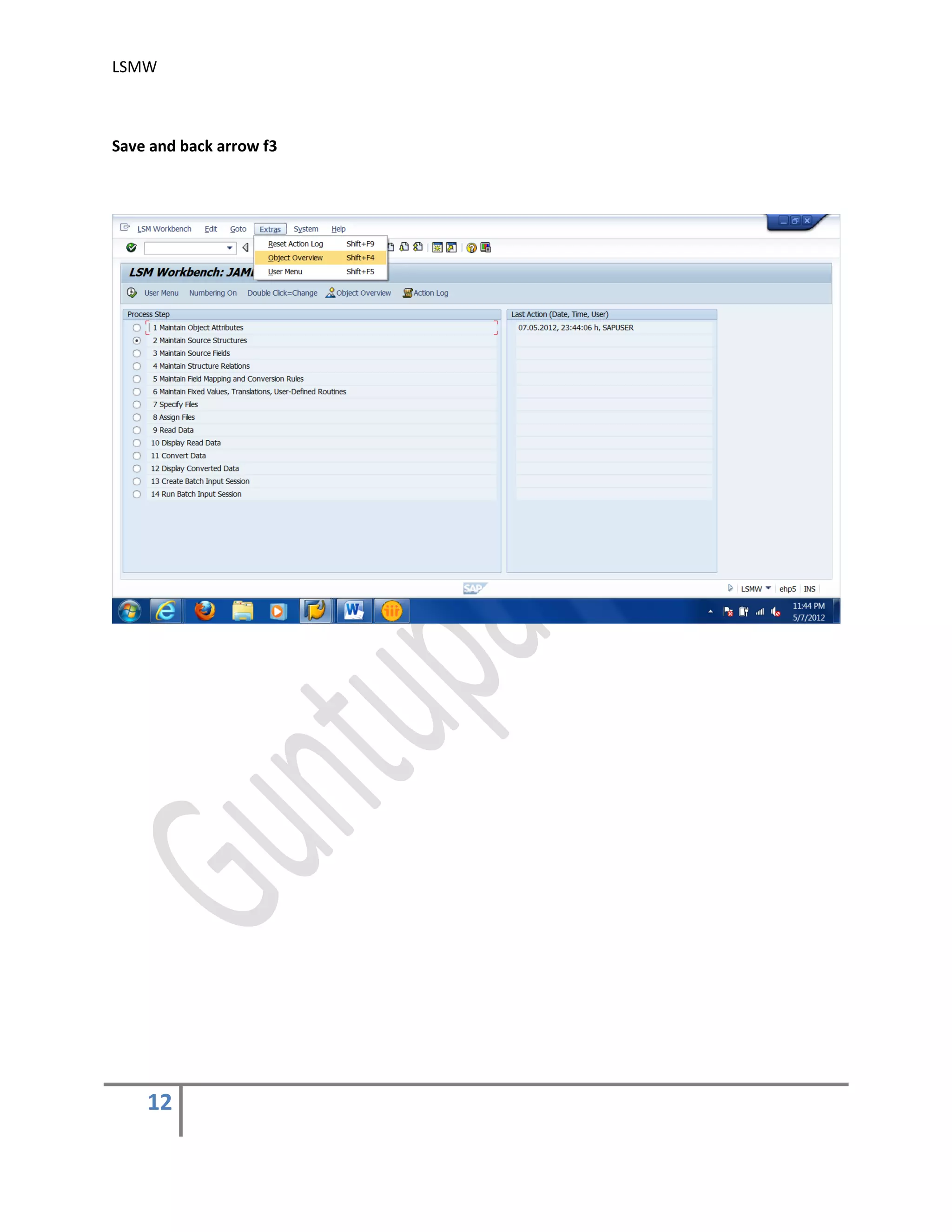LSMW
12
Save and back arrow f3
 