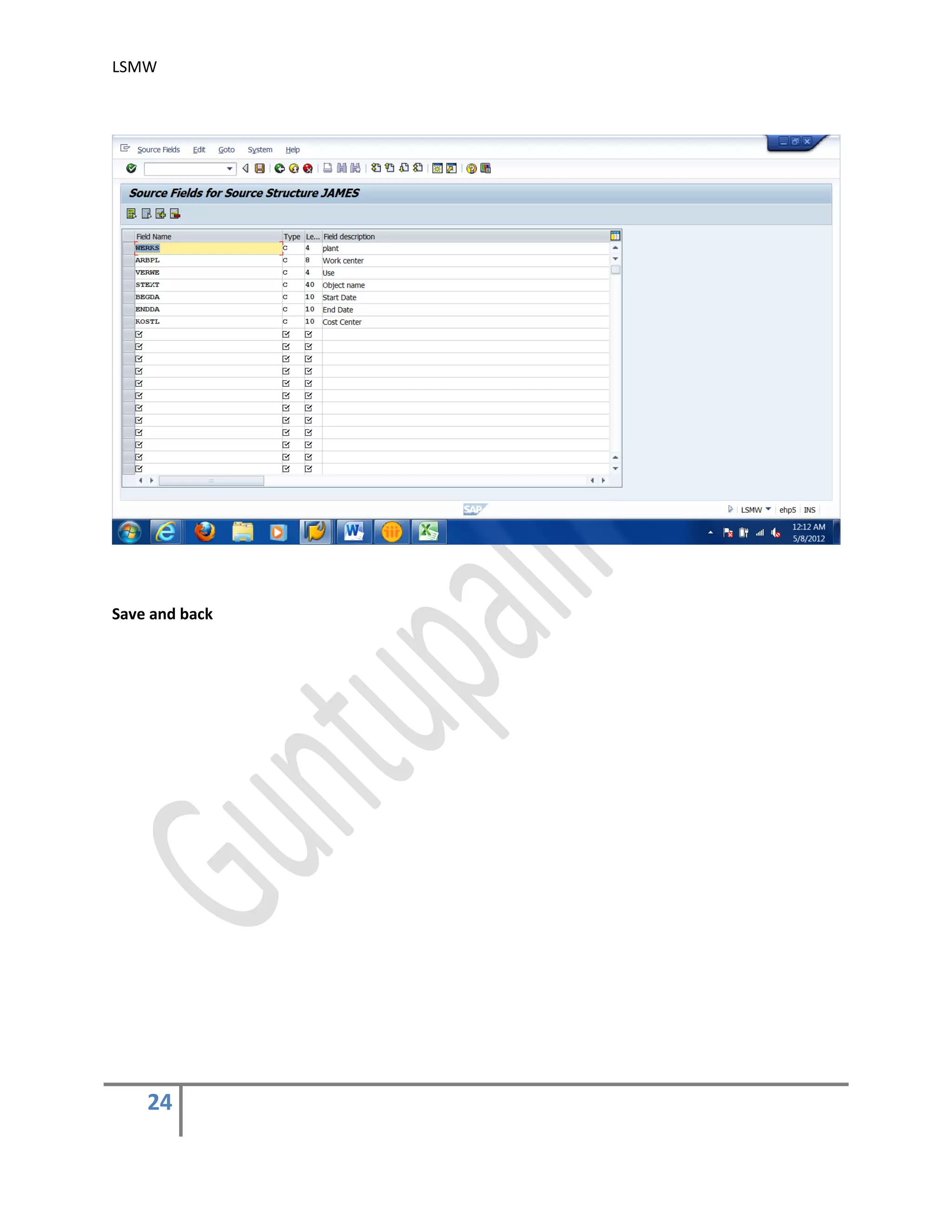 LSMW
24
Save and back
 