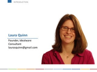 Laura Quinn
Founder, Idealware
Consultant
laurasquinn@gmail.com
INTRODUCTION
 