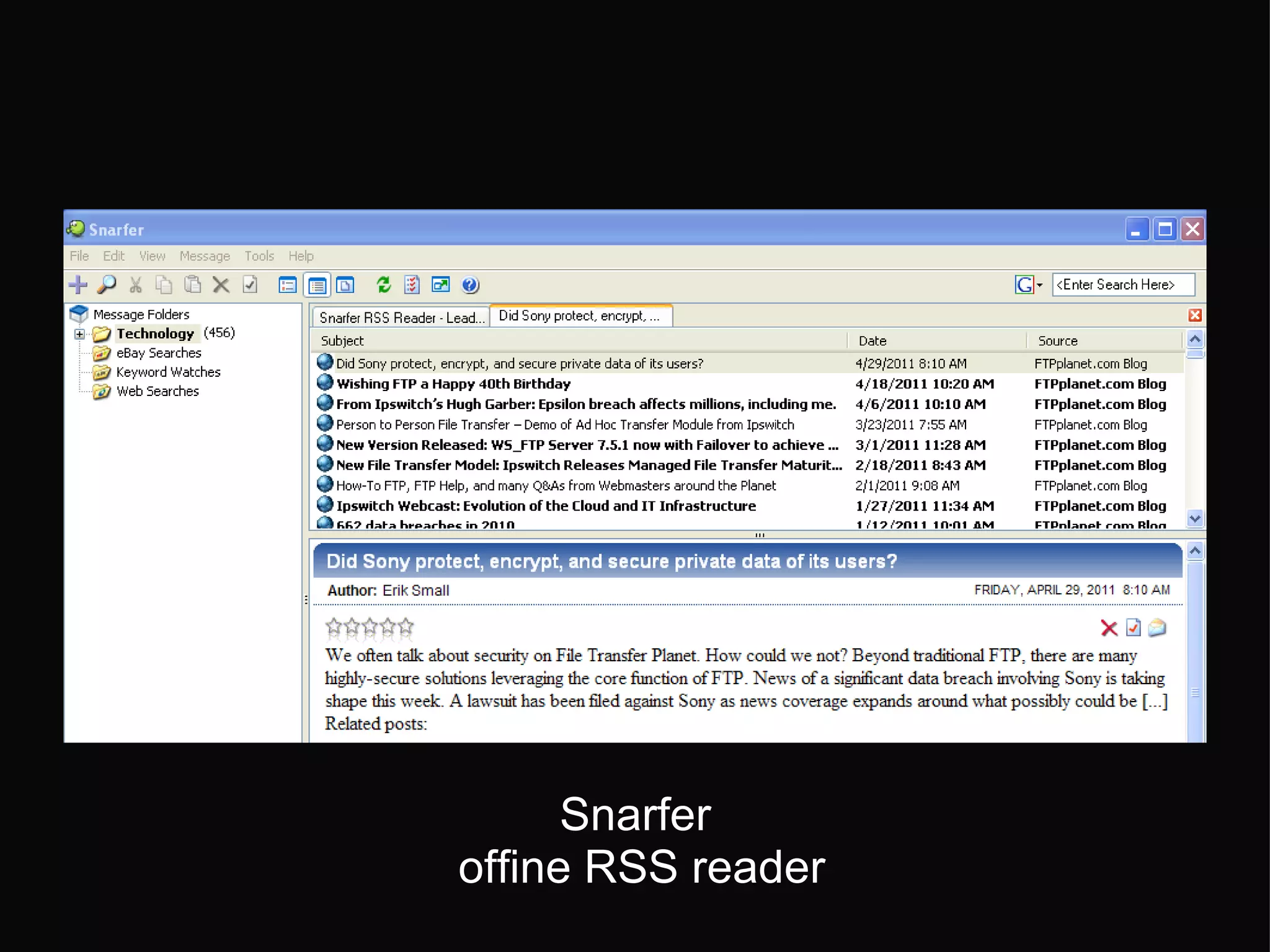 Snarfer offine RSS reader
