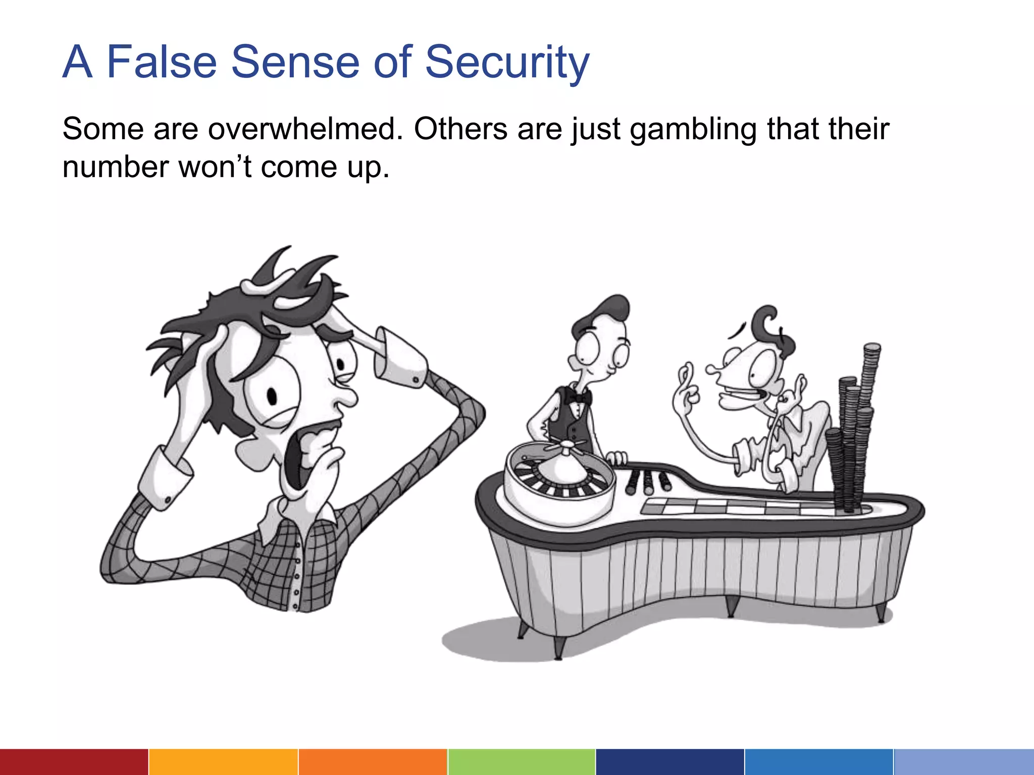 A False Sense of Security
Some are overwhelmed. Others are just gambling that their
number won’t come up.
Survey link:
 