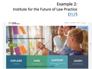 Example 2:
Institute for the Future of Law Practice
(IFLP)
Professor Paul Maharg | CC BY-NC-ND 2.5 CANADA
32
 