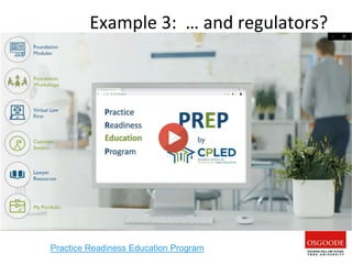 Example 3: … and regulators?
Practice Readiness Education Program
 