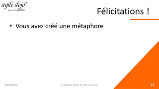 Félicitations ! 
• 
Vous avez créé une métaphore 26/10/2014 (c) Agilbee 2012. All right reserved. 12 
 