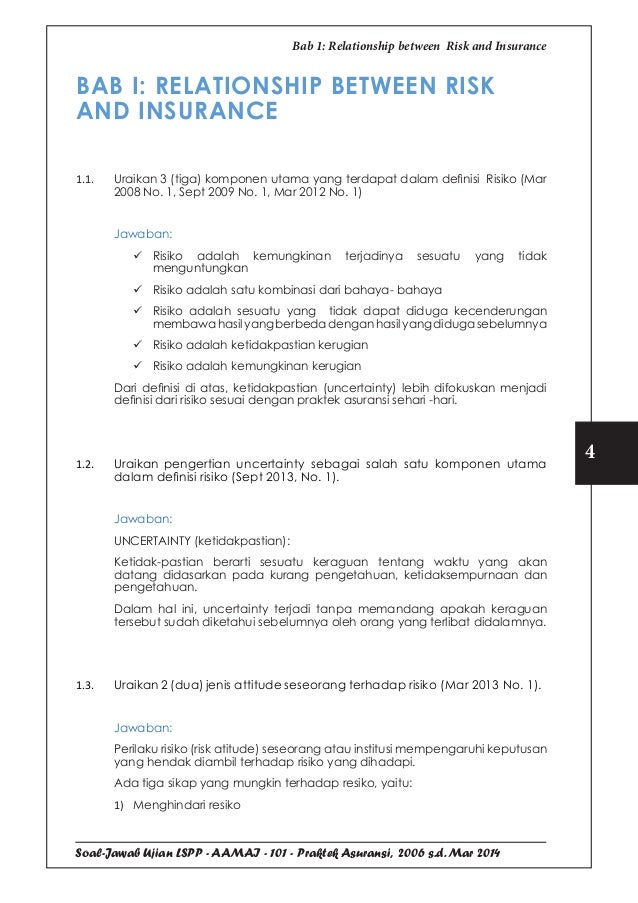 Contoh Soal Dan Jawaban Tentang Asuransi Barisan Contoh
