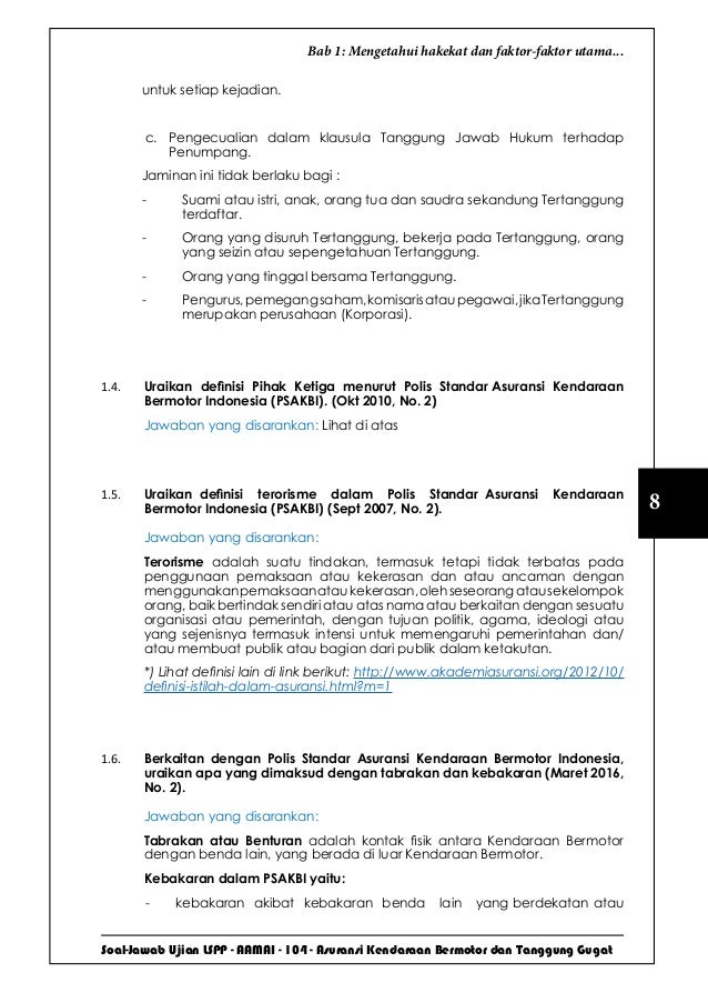 Lspp Aamai 104 Kendaraan Bermotor Dan Tanggunggugat Maret 2017