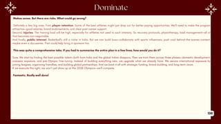 Makes sense. But there are risks. What could go wrong?
Definitely a few big ones. First, player retention. Some of the best athletes might just drop out for better-paying opportunities. We’ll need to make the program
attractive—good salaries, brand endorsements, and clear post-career support.
Second, injuries. The training load will be high, especially for athletes not used to such intensity. So recovery protocols, physiotherapy, load management—all of
that becomes non-negotiable.
And finally, public interest. Basketball’s still a niche in India. But we can build buzz—collaborate with sports influencers, push cool behind-the-scenes content,
maybe even a docuseries. That could help bring in sponsors too.
This was quite a comprehensive take. If you had to summarise the entire plan in a few lines, how would you do it?
Sure. We start by finding the best possible talent—both from India and the global Indian diaspora. Then we train them across three phases—domestic development,
overseas exposure, and pre-Olympic fine-tuning. Instead of building everything new, we upgrade what we already have. We secure international exposure by
joining leagues, organizing friendlies, and building global partnerships. And we back it all with strategic funding, brand-building, and long-term vision.
If we execute this right, we won’t just show up at the 2028 Olympics—we’ll compete.
Fantastic. Really well done!
130
 