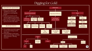 PRELIMINARY QUESTIONS
BROWNIE POINTS
1.What are the company’s core
capabilities? Is it financially
constrained or technologically
limited?
2.Is there any constraint on the
customer segment or the number
of sectors they’re looking to enter?
3.Where does the company currently
operate across the value chain?
The candidate proactively mapped
out the entire mining & metals
value chain
Framed biofuels as a first-mover
opportunity that aligns with 2040-
2050 projections—showing
awareness.
INDUSTRY
Risks
Operational effeciency
Country
In Curerent
Business Model
Marketing
attractiveness
Competition
4Ps
cost
segmentation PESTEL
Industry
Wear
and Tear
Poor Quality
Checks
Low Quality
Vendor
Financial Attractiveness
Growth
percentage
Currency
Fluctuations
Barriers to entry
Market
Size
Price (-vc)
Market Share Costs
Electroni
cs
Automobile
Percentage demand
in each
Weighted Average
for total demand
Percentage Growth
pf Industries
Demand by Industry
MARKET
SIZE
Margins
Percentage
Growth
India
Demand
Global
78
 