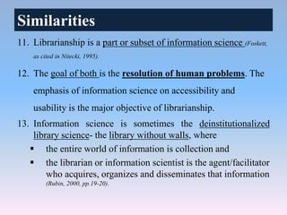 RELATIONSHIP OF LIBRARY SCIENCE WITH ‎INFORMATION SCIENCE | PPSX
