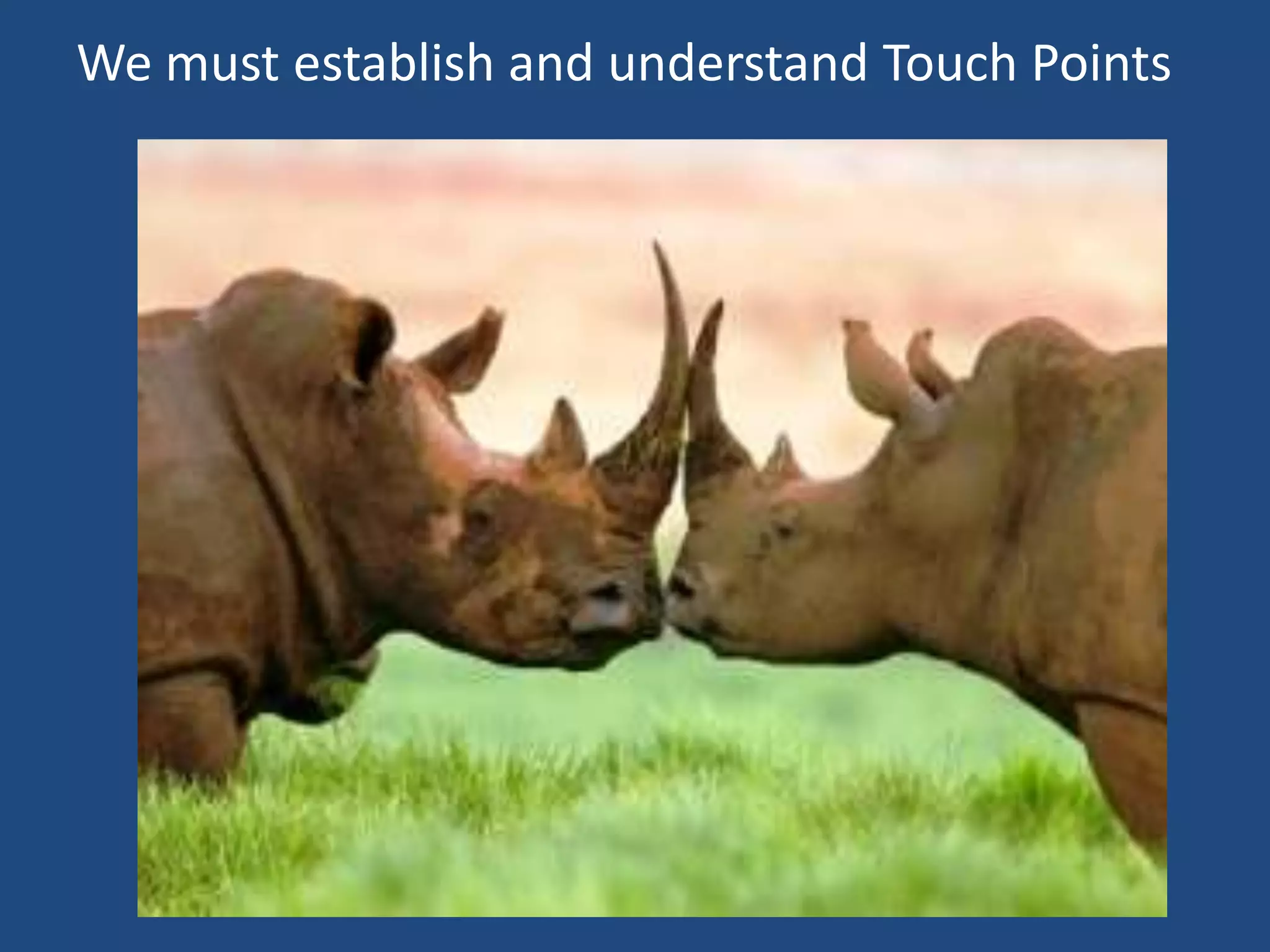We must establish and understand Touch Points
 