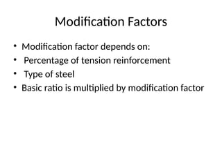 Modification Factor Calculation Limit State of Serviceability and Deflection Control in RCC Slabs as ...