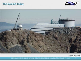 5LSST SOLAR SYSTEM SCIENCE DM PLANS | SOLAR SYSTEM SCIENCE COLLABORATION | AUGUST 9TH, 2017.
The Summit Today
August 3rd 2017
 