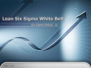 Lean Six Sigma White Belt
                    Six Sigma Online . ru




Module 1 v.1 2012
 