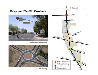 W Roosevelt

Proposed Traffic Controls
                                                                 Aster




             Pedestrian Hawk Light




                                     Traffic Light- proposed

                                     Traffic Light- existing
                                     Hawk Light- proposed
                                     Rotary- proposed
                    2 Lane Rotary
 