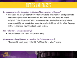 Master Programs Lsu LSU Flores MBA Program FAQs | PDF