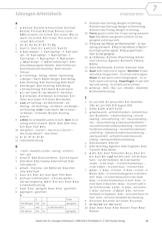 10
Starten wir! A1, Lösungen Arbeitsbuch | ISBN 978-3-19-026000-3 | © 2017 Hueber Verlag
7
Lösungen Arbeitsbuch
9 2 Gester...