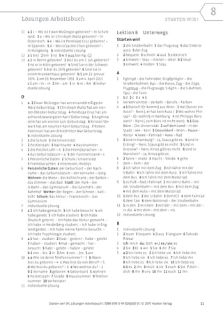 11
Starten wir! A1, Lösungen Arbeitsbuch | ISBN 978-3-19-026000-3 | © 2017 Hueber Verlag
8
Lösungen Arbeitsbuch
11 a 2 c –...