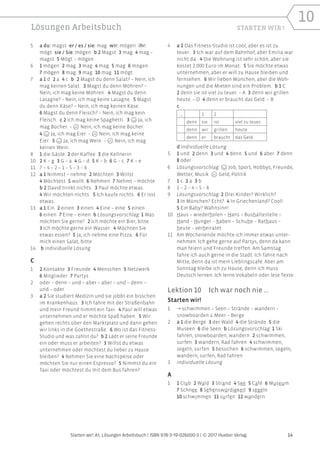 14
Starten wir! A1, Lösungen Arbeitsbuch | ISBN 978-3-19-026000-3 | © 2017 Hueber Verlag
10
Lösungen Arbeitsbuch
4 a 2 Das...
